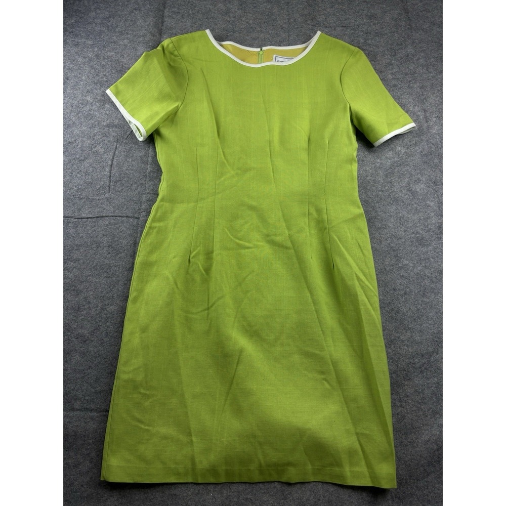 VTG Misty Lane Women's 12 Lime Green Dress Short Mini 80s MOD Preppy Chic Retro